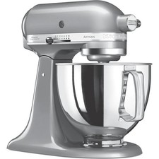 KitchenAid Artisan 5KSM125ECU robot pâtissier argenté, cuve, fouet, crochets