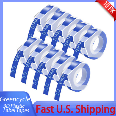 10 x White on Blue 3D Embossing Tapes For Dymo Organizer Xpress Label Maker 9mm