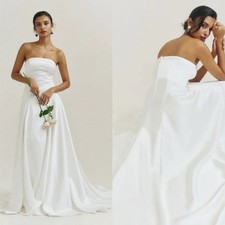 Reformation Elena Satin Strapless Ivory A-Line Full-Length Wedding Dress 4