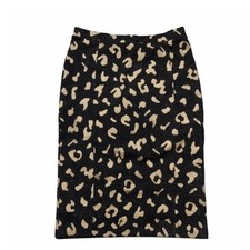 Maeve Anthropologie Leopard Print Knit Pencil Skirt Black Tan Midi Large L