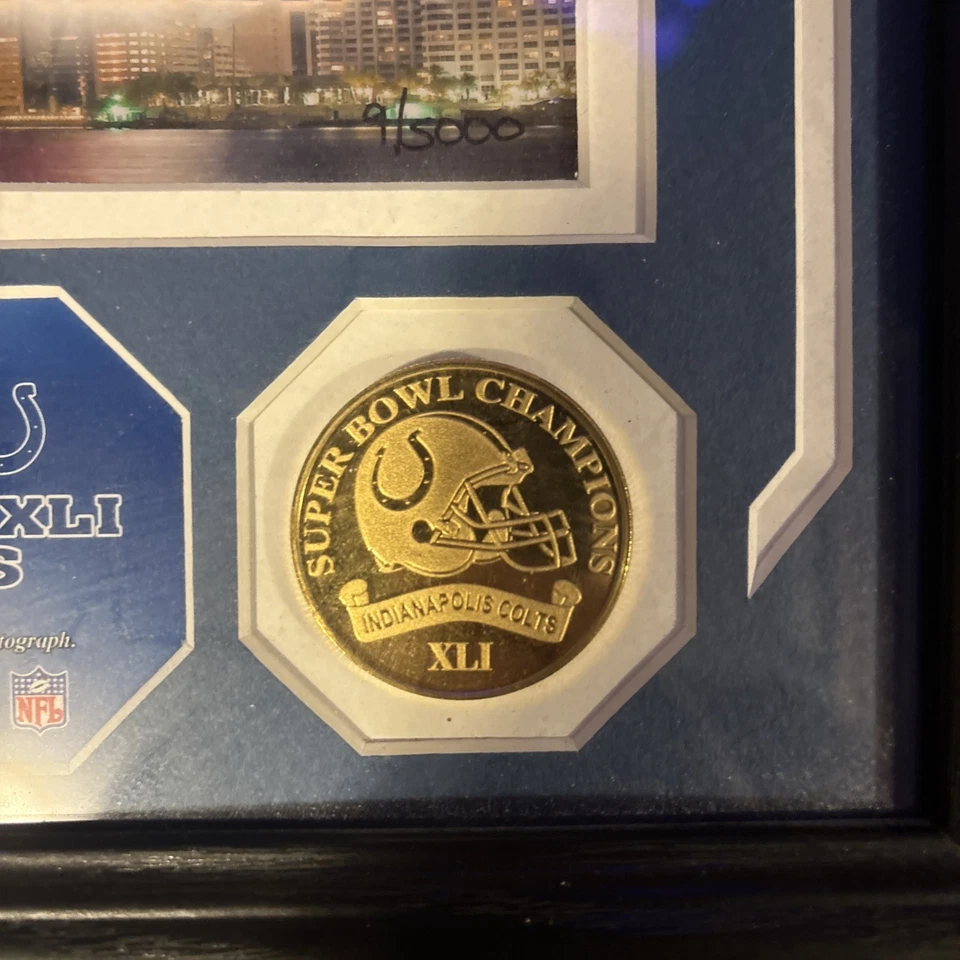 Pôster Super Bowl XLI Colts Champion com 2 moedas de sobreposição de ouro 24kt 9/5000 - Imagem 3 de 4