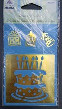 New Plaid Brass Stencils Birthday Cake  46739