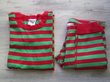   HANNA ANDERSSON pajamas 160 organic cotton 14 16 Red Green flaw