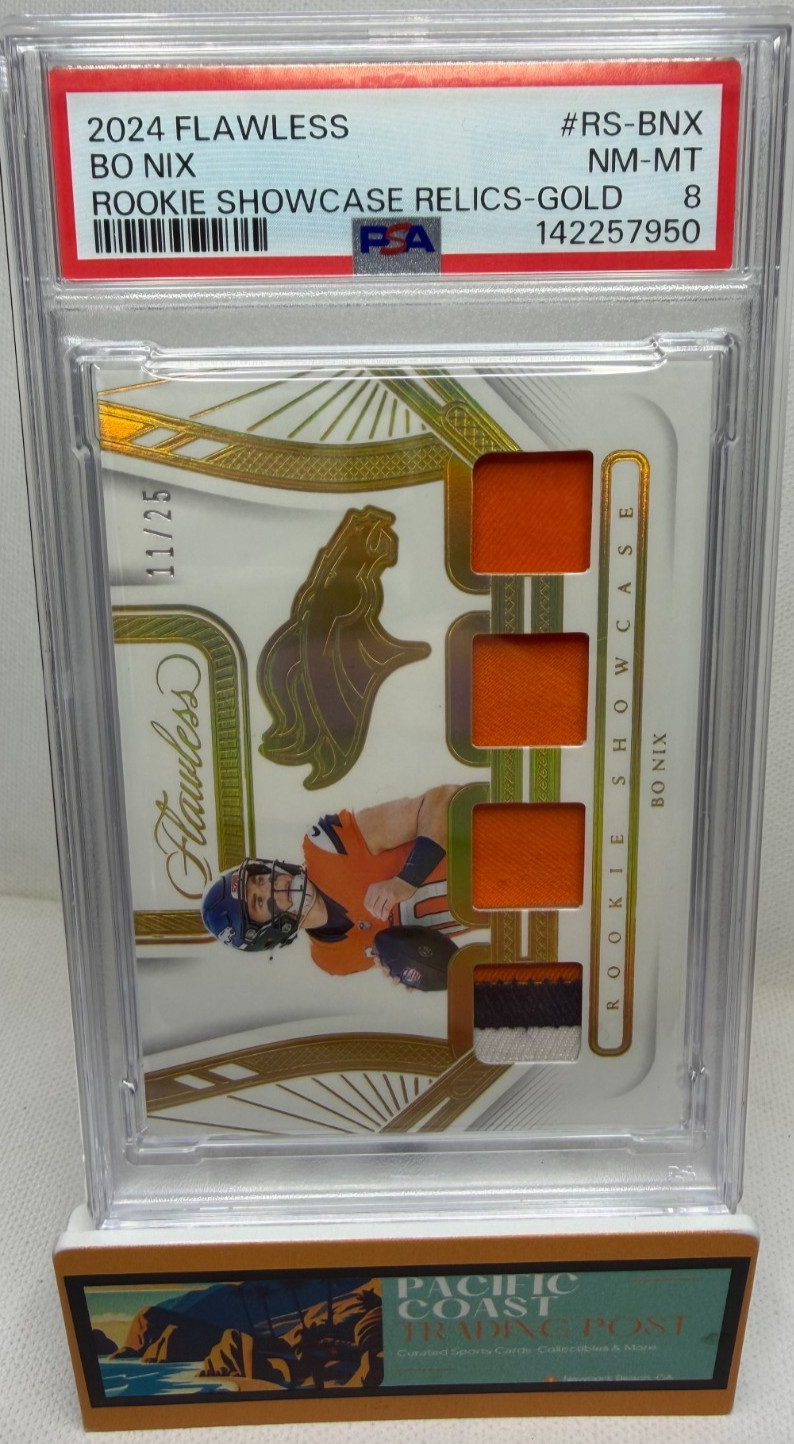 Bo Nix Panini Flawless Rookie Showcase Relics #RSBNX Gold