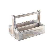 GenWare White Wooden Table Caddy 25 x 15.3 x 17.9cm (L x W x H) DWTCW Condiments