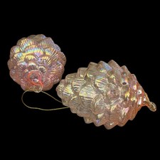 Set of 2 Iridescent Blown Glass Pinecone Ornaments Pink Sullivans
