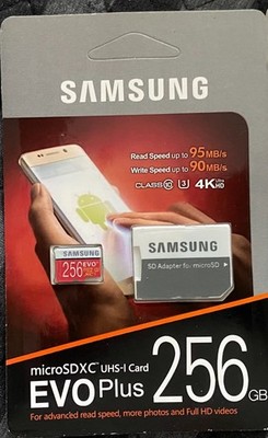 SAMSUNG EVO Plus 256GB MicroSD Micro SDXC C10 Flash Memory Card w/ SD Adapter
