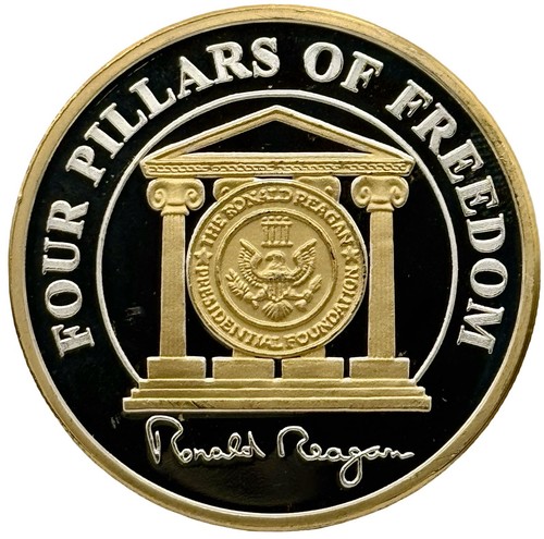 Ronald Reagan Four Pillars Of Freedom 1 oz .999 Fine Silver National Pride - Picture 2 of 2