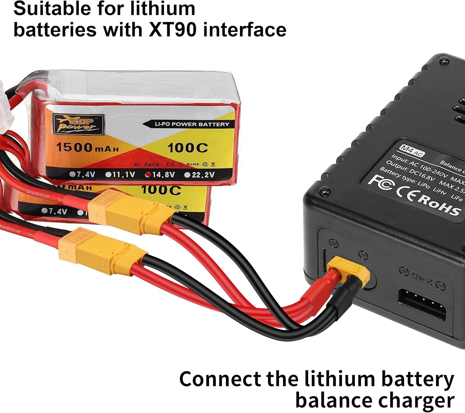 1 Pair XT90 Parallel Y Splitter Battery Connector 10AWG XT90 1 to Dual