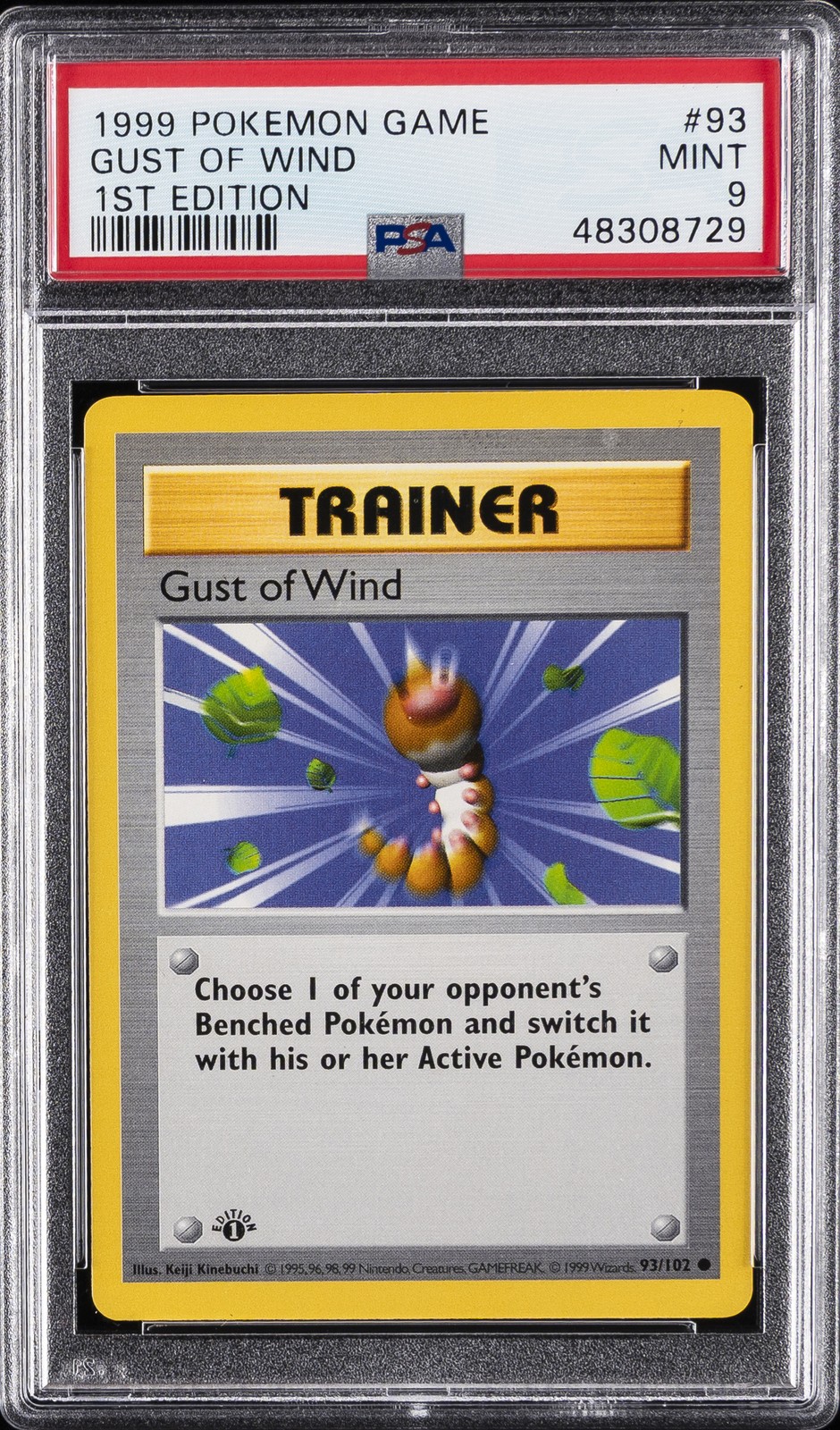 1999 POKEMON BASE SET 1ST EDITION #93 GUST OF WIND PSA 9