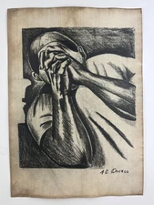 Jose Clemente Orozco COA Art Painting Original Drawing Vintage Signed