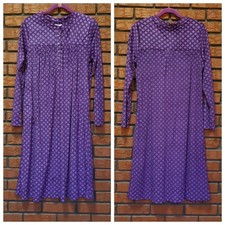ARIA Collection Fleece Nightgown Sz M Purple Geometric Floral Soft Modest