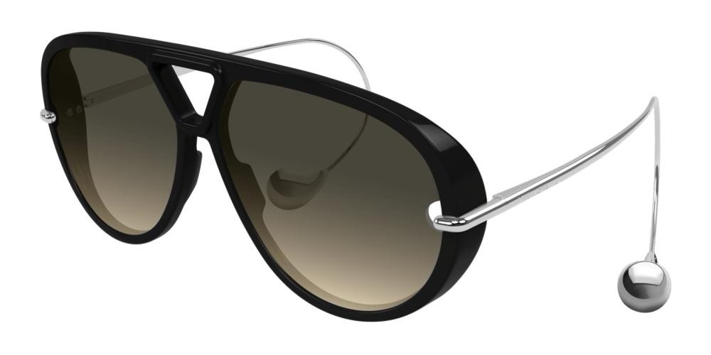 BOTTEGA VENETA BV1273S 010 Black Silver Brown Grey Earrings Sunglasses AUTHENTIC 83790₽