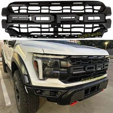 Raptor Style Grille For 2024 2025 Ford F150 Grill W/Letters W/LEDs Matte Black