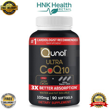 Qunol Ultra CoQ10 100mg Softgels- 3x Better Absorption - 90 Softgels