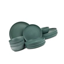 Thyme & Table Caspian Green 12-Piece Ceramic Dinnerware Set 1