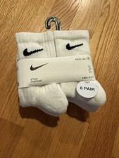 Nike Youth Lightweight Crew Socks 6-Pair White sz 4-5 7C  10C NWT