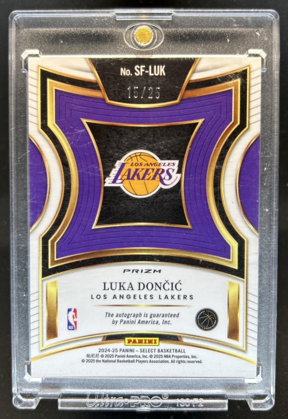 2024-25 Panini Select Luka Doncic Few Signatures Tie-Dye Prizm Auto #/25 Lakers view 2