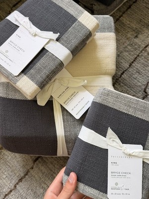 Pottery Barn Bryce Check Duvet Cover Black/Beige King/Cal King + 2 King shams