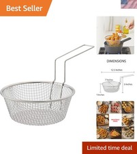 Multi-Purpose Fry Basket, 18/8 Stainless Steel Mesh for Effortless Oil Drainage