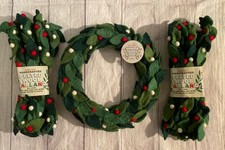 LOT/3 NWT Trader Joe  s Felted Wool Garland 2  Wreath 1 Christmas
