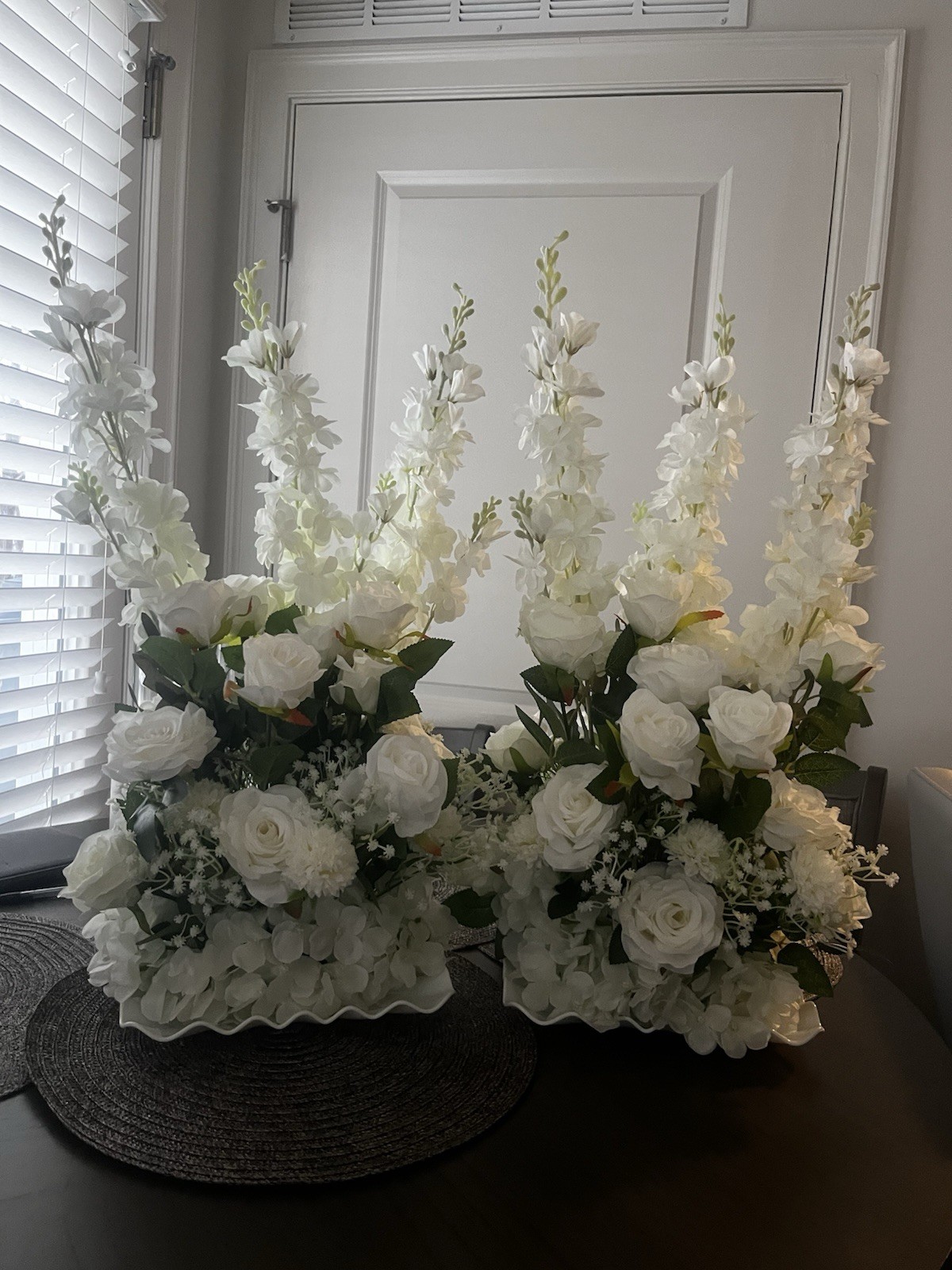 White Rose Floral Arrangements Set of 2
