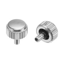 2Pcs 5x4.5mm Watch Crown SUS304 Flat Head Long Stem 2.5mm ID Silver Tone