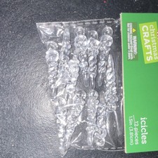 Clear Plastic Icicle Ornaments 12pc Christmas 1.5in HL92040023