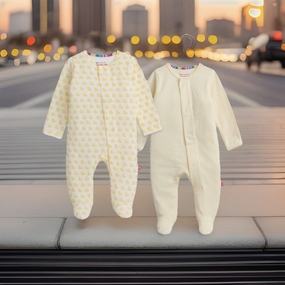 magnetic me baby 3-6M Footie- Organic cotton 2 Pack Bundle- Yellow Assorted