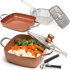 Moss & Stone 6 Pcs Copper Chef Cookware Non Stick Deep Frying Pan 9.5" x 3.5", F