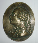 ANTIGUA PLACA MEDALLÓN BRONCE BAJO RELIEVE RETRATO PERSONAJE FAMOSO XVIII XIX