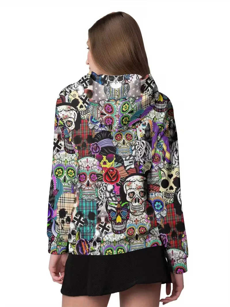 Colorful Skull 3D All Over Print Hoodie