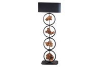 Stehleuchte Wohnzimmer Schwarz Natur Stoff Holz E27 147 Cm Moderne Stehlampe