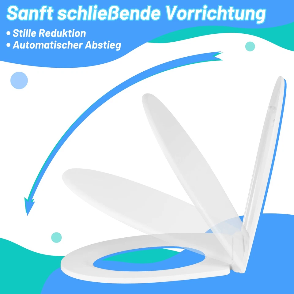 Toilettendeckel mit Absenkautomatik WC Sitz Toilettensitz Klodeckel bis 200kg - Bild 3 von 4