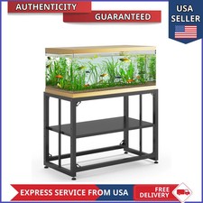 40 Gallon Aquarium Stand Metal Fish Tank Table Double Layer Storage Black 660lbs