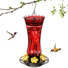 Hummingbird Feeder 18oz Outdoor Hanging Red with 6 Ports Bee Guards  Ant Moat