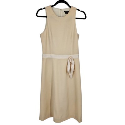 Theory Franny B Ribbon Cream Dress Fit Flare Size 4 Midi Women's Short  Ivory | eBay