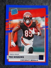 2020 Panini Donruss Press Proof #310 Tee Higgins RC Bengals Rookie Blue Card