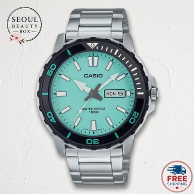 CASIO MTD-125D-2A2 Men's Diver Style Metal Watch Turquoise 100m WR 