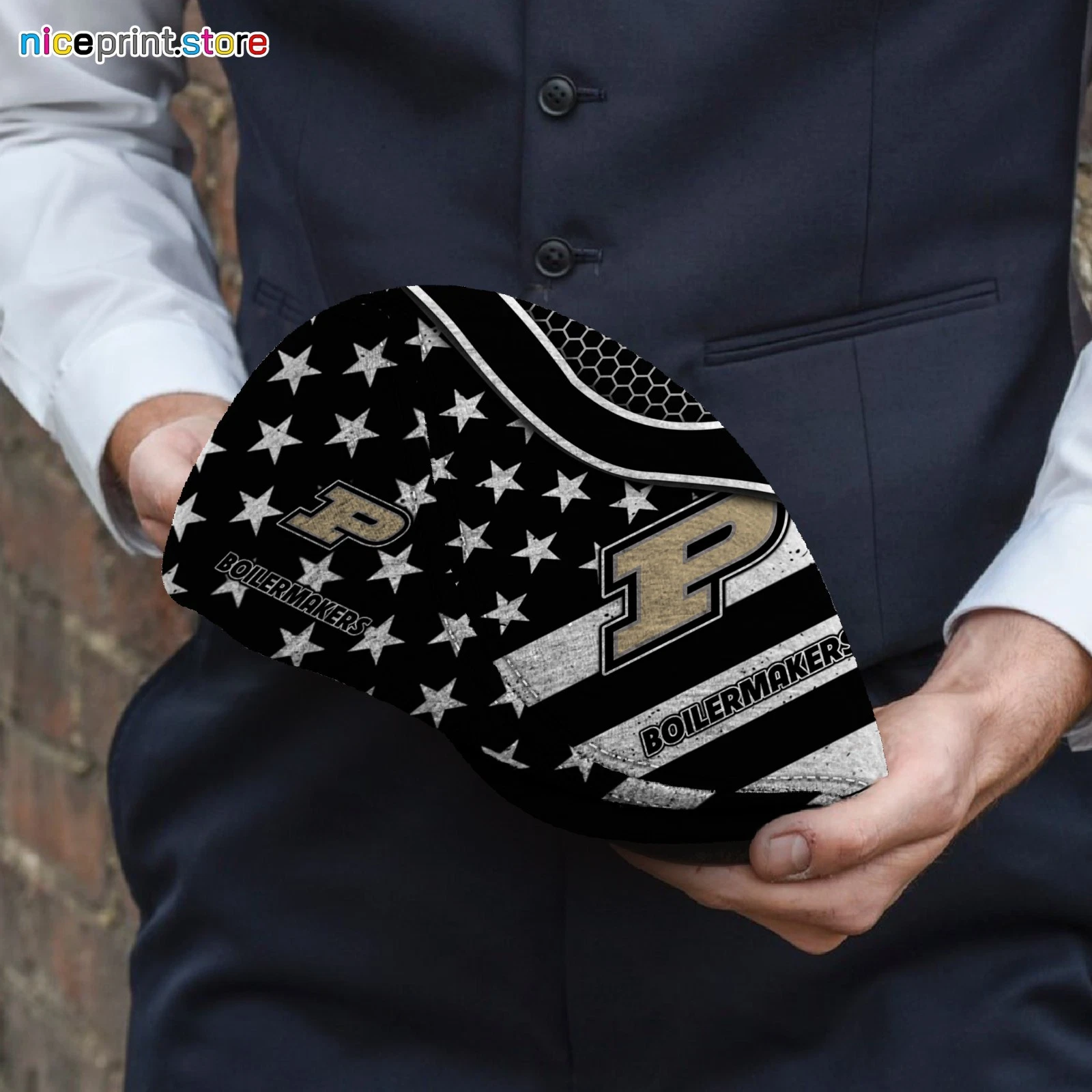 Purdue Team Boilermakers Jeff Cap NCAA Newsboy Cap Flat Cap NCAA Cap For Men