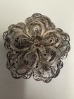 Vintage 14 G Sterling Silver Pin, Intricate Design, Floral And Star — photo 1