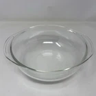 VTG PYREX #023 1-1/2 Qt Clear Glass Round Casserole Dish w Handles 1950's NO Lid