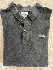 Lacoste Short Sleeve Polo Shirt Gray Collared Regular Fit Men  s Size: 7 EUC 