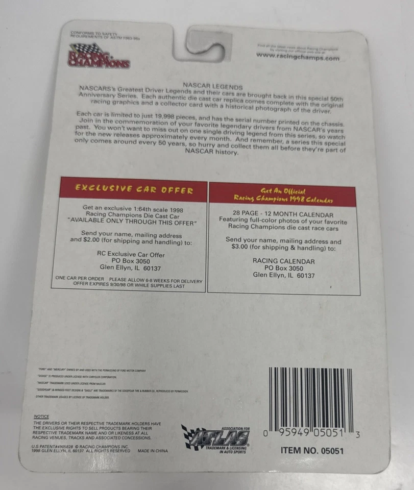 Bobby Allison #29 1998 diecast (1:64) NASCAR Legends, Racing Champions Foto 2 de 2