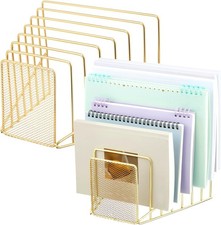 2 Pcs 7 Section Wire File Organizer Desk Metal Mesh Incline File Holder Letter