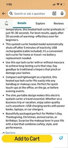 Electric Heated Eyelash Curler USB Rechargeable Makeup Curling Tool Long Lasting