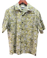 Walt Disney World Tiki Surf Mickey Aloha Shirt M Vintage Hawaii Style Green