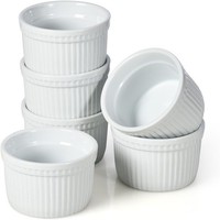 Wishdeco Creme Brulee SchäLchen 6Er Set, Souffle FöRmchen Porzellan 200Ml, Weiß