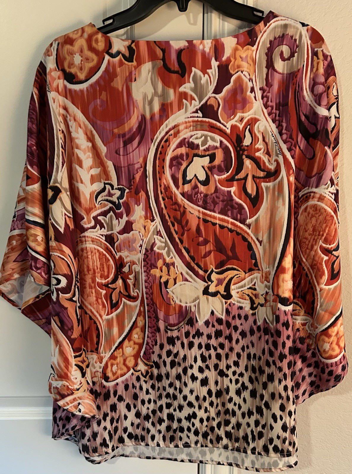 CHICO'S MULTI PATTERN FLOWY FLUTTER SLEEVE TOP BL… - image 2