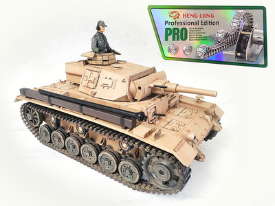 Henglong 1/16 7.0 Metal Panzer III RC Tank 3849 Custom Weathered - Smoke Sound